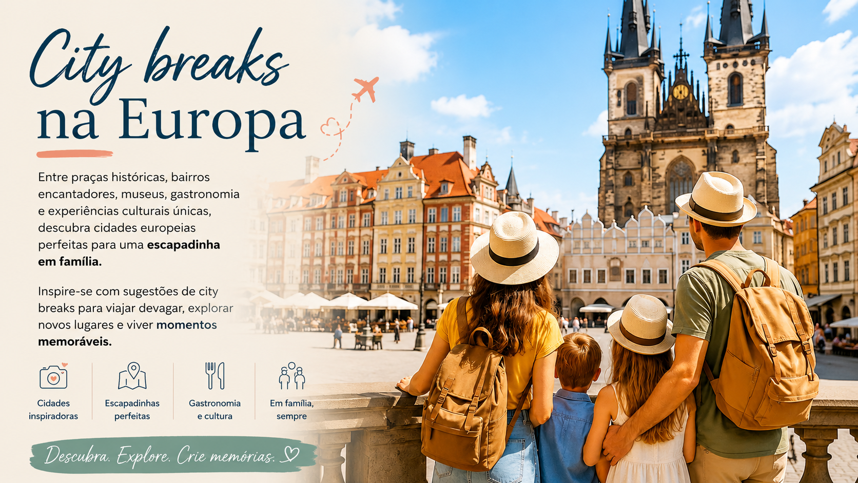 Entre praças históricas, bairros encantadores, museus, gastronomia e experiências culturais únicas, descubra cidades europeias perfeitas para uma escapadinha em família.