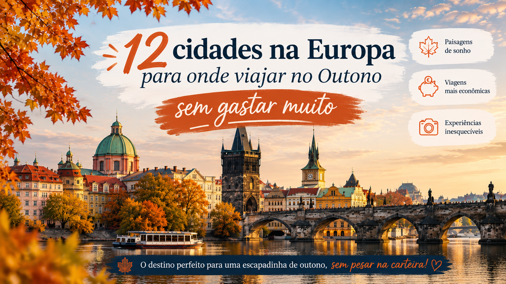 O Outono é uma das melhores épocas para viajar pela Europa. As temperaturas são mais amenas, as multidões do Verão desaparecem e os preços dos voos e alojamentos tornam-se muito mais acessíveis. Além disso, as paisagens ganham tons dourados e avermelhados que tornam qualquer passeio ainda mais especial.
Se procura uma escapadinha económica sem abdicar de cultura, gastronomia e paisagens encantadoras, descubra algumas das melhores cidades baratas para visitar no Outono.