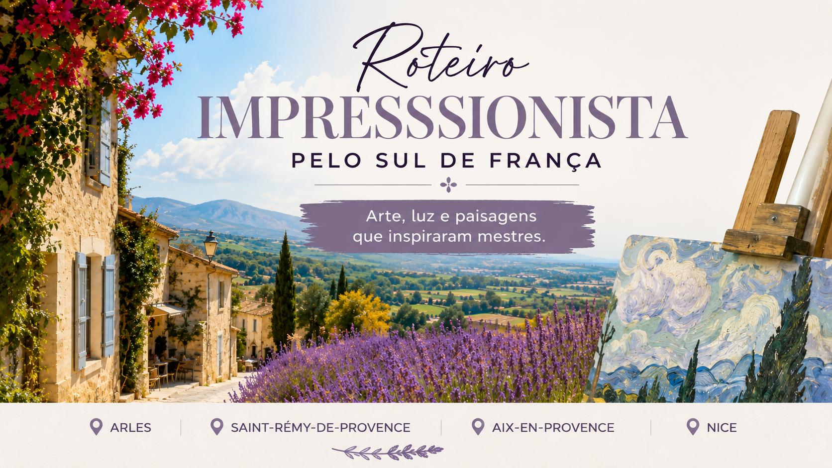 O Sul de França foi uma importante fonte de inspiração para grandes nomes da pintura, como Vincent van Gogh, Paul Cézanne, Pierre-Auguste Renoir e Henri Matisse. A sua luz intensa, paisagens coloridas e atmosfera mediterrânica deram origem a algumas das obras mais marcantes da história da arte. Um roteiro impressionista por esta região convida a descobrir cidades como Arles, Saint-Rémy-de-Provence, Aix-en-Provence e Nice, onde arte, cultura e natureza se encontram em perfeita harmonia.