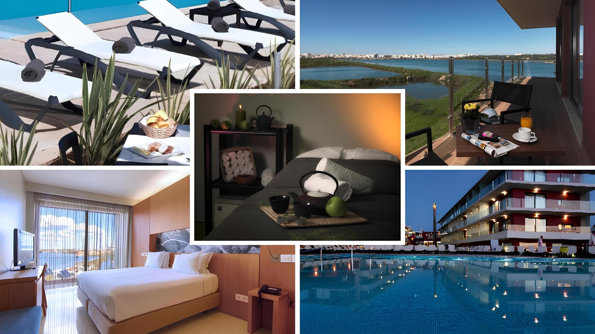 Água Hotels Riverside → Localizado em Ferragudo, junto ao Rio Arade, este hotel oferece uma combinação perfeita entre o ambiente tranquilo da marina privada e a proximidade das praias algarvias. Serviços e comodidades:
Piscina exterior com vista para o rio
Piscina interior aquecida
Spa e centro de bem-estar
Sauna, banho turco e jacuzzi
Salas de massagens e tratamentos
Ginásio
Marina privada
Restaurante Vista Rio
Bar e esplanada
Quartos, suites e estúdios com varanda
Pequeno-almoço incluído
Estacionamento gratuito