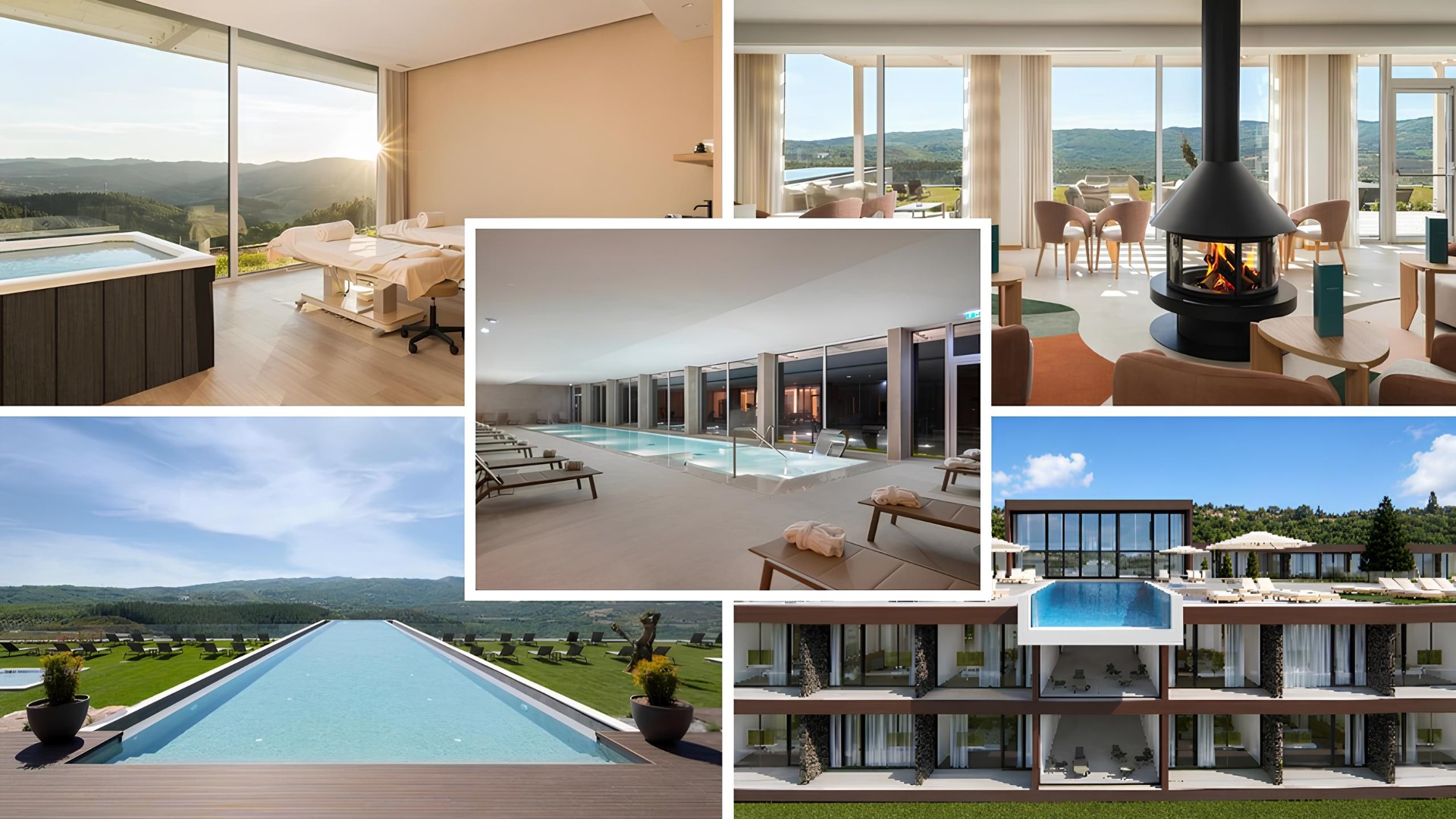 Água Hotels Terra Fria → Inserido na paisagem montanhosa de Pinela, perto de Bragança, este novo refúgio de quatro estrelas destaca-se pela arquitetura contemporânea integrada na natureza e pela impressionante piscina suspensa sobre as montanhas. Serviços e comodidades:
Piscina exterior de água salgada
Piscina interior panorâmica
Spa e centro de bem-estar
Sauna e jacuzzi
Ginásio
Bar e restaurante de gastronomia regional
Enoteca
Quartos e suites com vista para a natureza
Pequeno-almoço incluído
Estacionamento privado