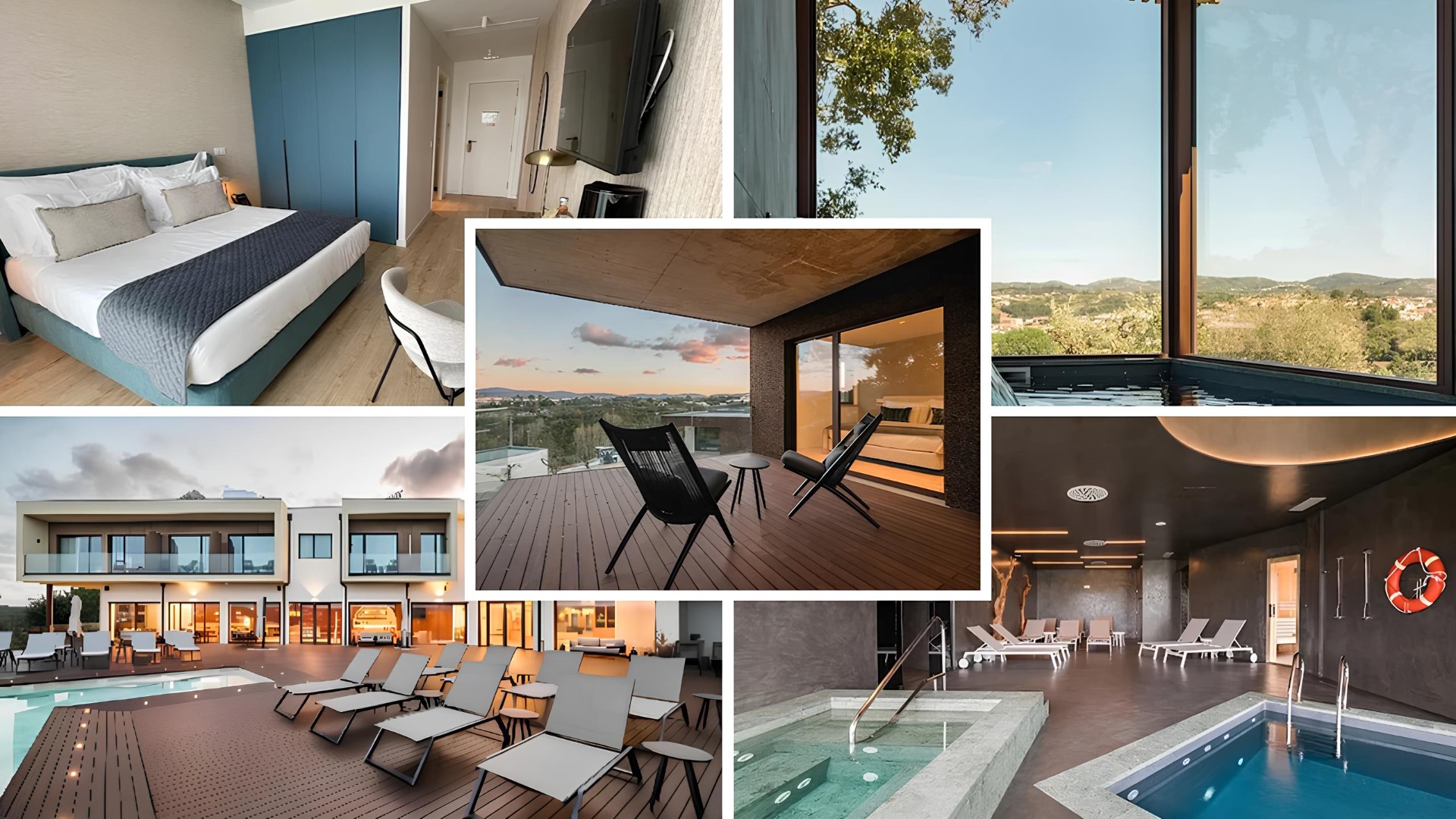 Haven Nature Hotel & Villas → Refúgio de tranquilidade rodeado pela natureza, onde o conforto contemporâneo se alia a paisagens inspiradoras e a uma atmosfera perfeita para relaxar e criar memórias em família. Serviços e comodidades:

Piscina exterior rodeada pela natureza

Piscina interior aquecida

Roots Spa

Sauna panorâmica

Banho turco

Massagens e tratamentos de bem-estar

Quartos, suites e villas independentes

Pequeno-almoço incluído

Villas com kitchenette totalmente equipada

Ginásio

Jardins e espaços de relaxamento

Pet Friendly

Estacionamento gratuito