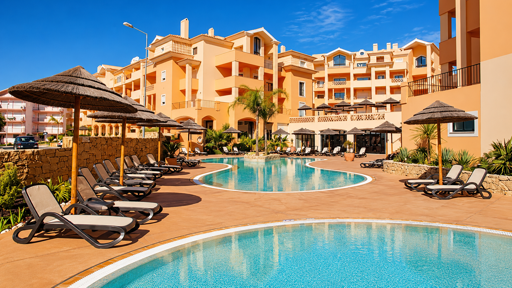 Estrela da Luz Resort → O Estrela da Luz Resort combina conforto, bem-estar e uma vasta oferta de serviços para toda a família. Serviços e comodidades:
Apartamentos modernos e totalmente equipados (alguns deles em zonas "Adults Only")
Piscinas exteriores para adultos e crianças
Piscina interior aquecida
Spa e centro de bem-estar
Sauna e banho turco
Ginásio
Campo de ténis
Aluguer de bicicletas
Jardins e áreas de lazer
Restaurante e bar
Estacionamento