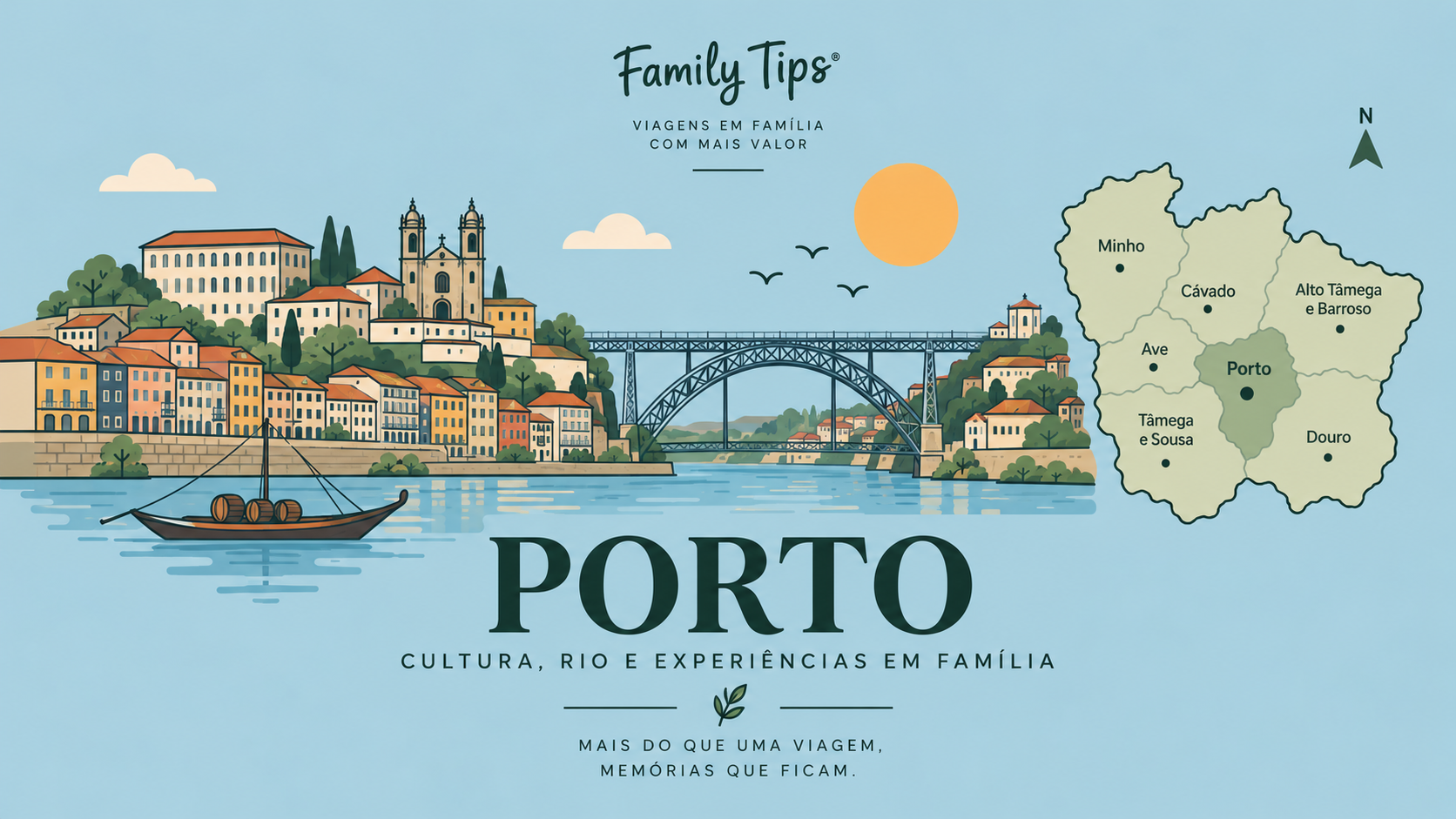 Entre ruas históricas, monumentos emblemáticos, vistas sobre o rio Douro e uma gastronomia que conquista visitantes de todo o mundo, o Porto é um destino perfeito para uma escapadinha em família. Descubra uma seleção cuidada de hotéis, apartamentos turísticos e alojamentos de charme que se destacam pelo conforto, localização privilegiada e hospitalidade.

Ao reservar através do Family Tips, pode ainda usufruir de benefícios exclusivos em alojamentos selecionados, tornando a sua estadia ainda mais especial. Desde ofertas de boas-vindas e condições preferenciais até experiências diferenciadoras para toda a família, cada detalhe foi pensado para proporcionar momentos únicos.


Porque viajar em família é criar memórias duradouras, encontre o alojamento ideal para explorar o centro histórico, passear junto ao Douro, descobrir as caves de vinho do Porto e viver toda a autenticidade de uma das cidades mais encantadoras de Portugal.