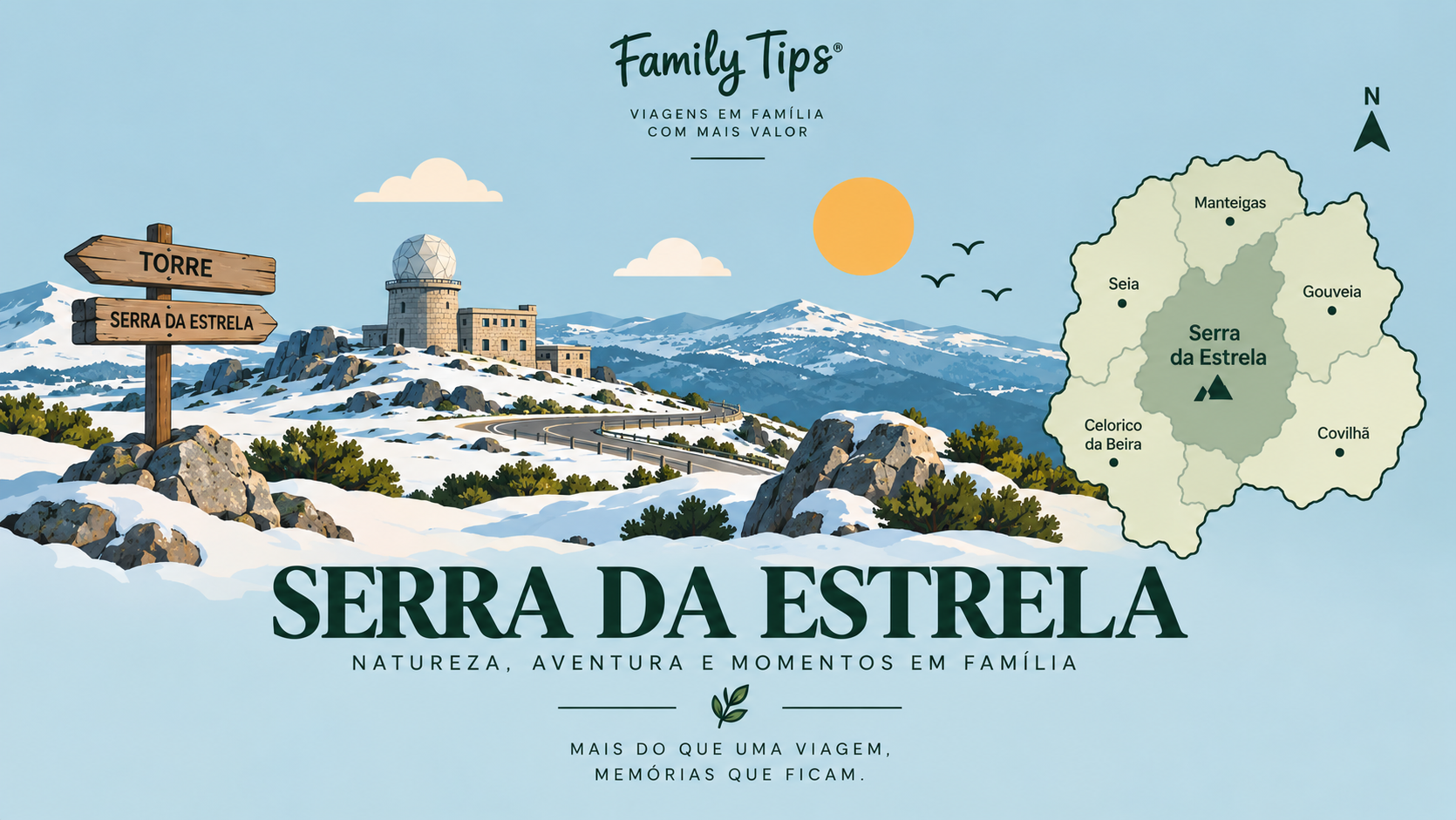 Entre paisagens de montanha deslumbrantes, aldeias históricas e experiências autênticas em contacto com a natureza, a Serra da Estrela é um destino perfeito para uma escapadinha em família. Descubra uma seleção cuidada de hotéis, turismos rurais e casas de montanha que se destacam pelo conforto, localização privilegiada e hospitalidade.
Ao reservar através do Family Tips, pode ainda usufruir de benefícios exclusivos em alojamentos selecionados, tornando a sua estadia ainda mais especial. Desde ofertas de boas-vindas e condições preferenciais até experiências diferenciadoras para toda a família, cada detalhe foi pensado para proporcionar momentos inesquecíveis.
Porque viajar em família é criar memórias duradouras, encontre o refúgio ideal para explorar trilhos, saborear a gastronomia regional e desfrutar da tranquilidade única da Serra da Estrela.