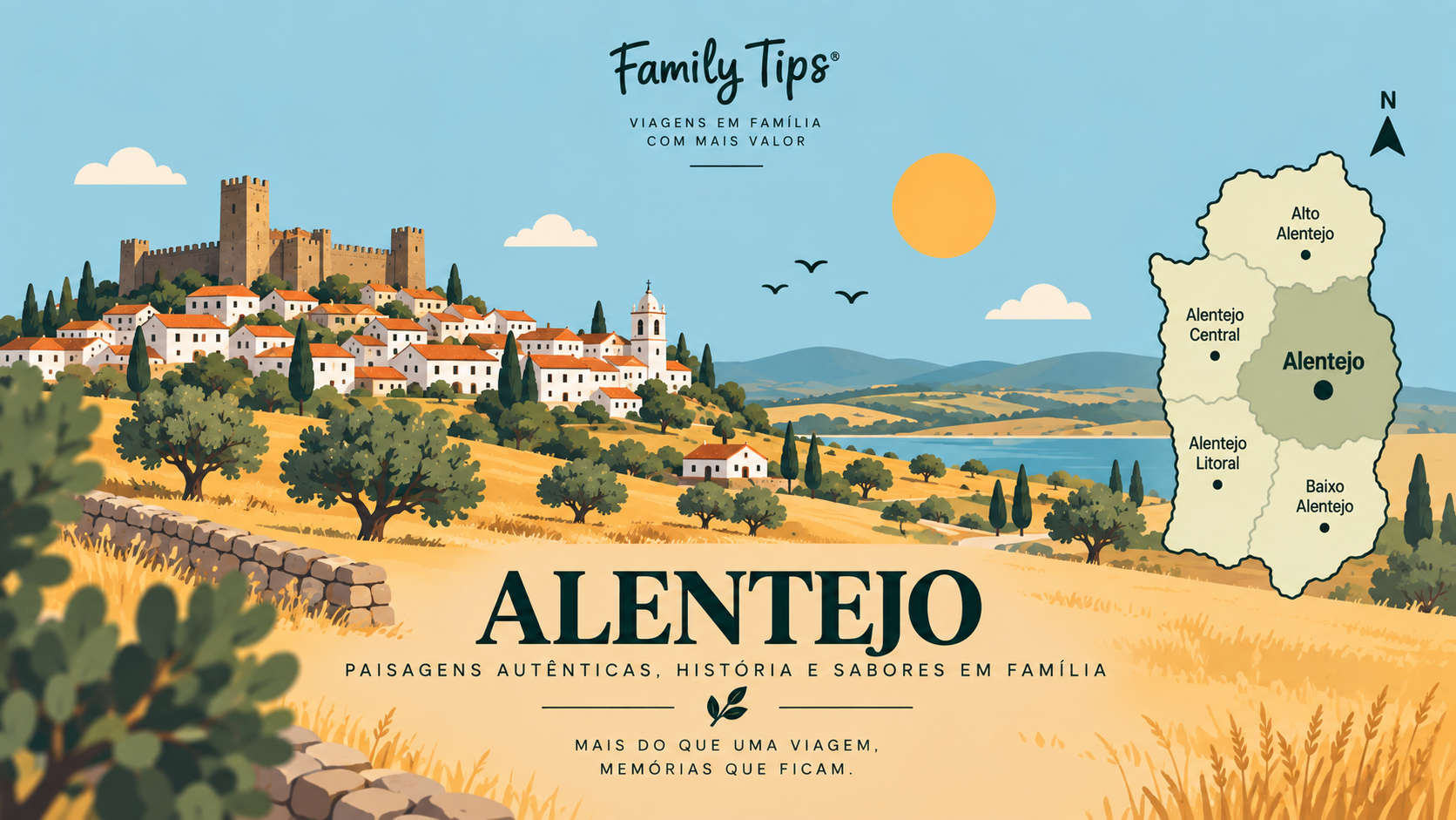 Entre planícies sem fim, vilas históricas, castelos medievais e paisagens marcadas por sobreiros e oliveiras, o Alentejo é um destino de eleição para quem procura tranquilidade, autenticidade e momentos inesquecíveis em família. Descubra uma seleção cuidada de hotéis, herdades, turismos rurais e alojamentos de charme que se destacam pelo conforto, ambiente acolhedor e hospitalidade.
Ao reservar através do Family Tips, pode ainda usufruir de benefícios exclusivos em alojamentos selecionados, tornando a sua estadia ainda mais especial. Desde ofertas de boas-vindas e condições preferenciais até experiências diferenciadoras para toda a família, cada detalhe foi pensado para proporcionar momentos únicos.
Porque viajar em família é criar memórias duradouras, encontre o alojamento ideal para explorar cidades e vilas históricas como Évora, Monsaraz, Estremoz e Marvão, descobrir o património cultural da região, observar um dos céus mais estrelados da Europa, saborear a gastronomia alentejana e viver ao ritmo tranquilo que torna o Alentejo um destino verdadeiramente especial.