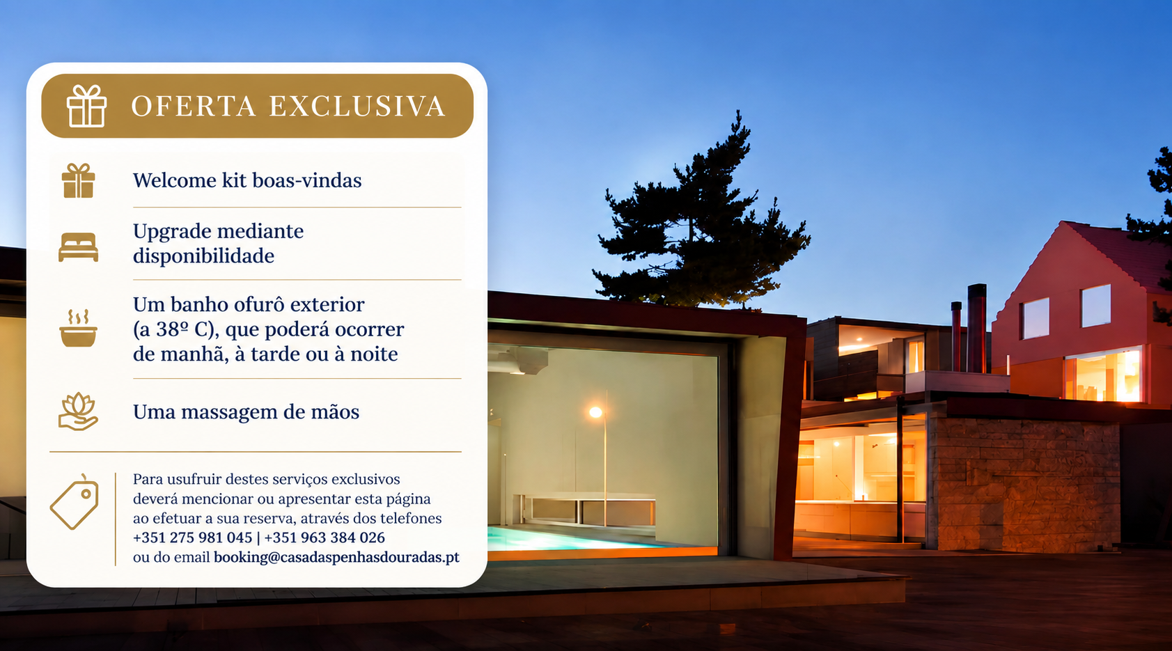 Casa das Penhas Douradas → Situada a 1.500 metros de altitude, no coração do Parque Natural da Serra da Estrela, a Casa das Penhas Douradas é um hotel de charme que combina design contemporâneo, bem-estar e uma ligação autêntica à montanha.