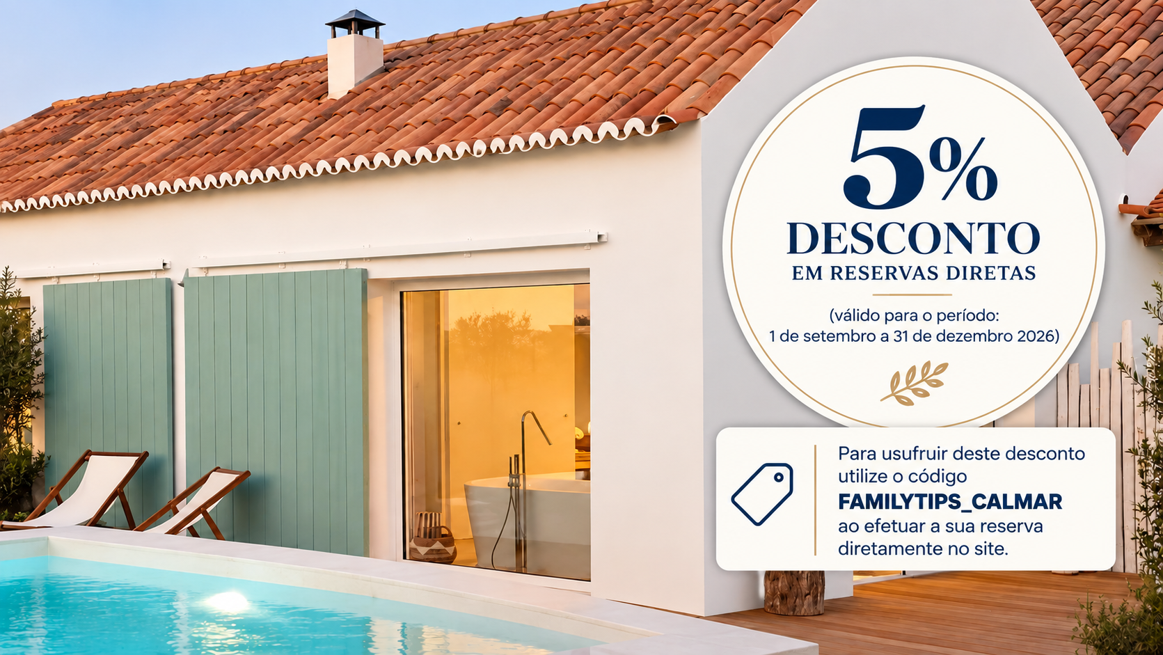A Casa Calmar é um alojamento de charme situado em Porto Covo, em plena Costa Alentejana, que combina sustentabilidade, conforto e uma profunda ligação à natureza. Inspirada na arquitetura tradicional das casas de pescadores e agricultores da região, integra-se harmoniosamente na paisagem envolvente, oferecendo uma experiência tranquila e autêntica entre o campo, o mar e o Parque Natural do Sudoeste Alentejano e Costa Vicentina.