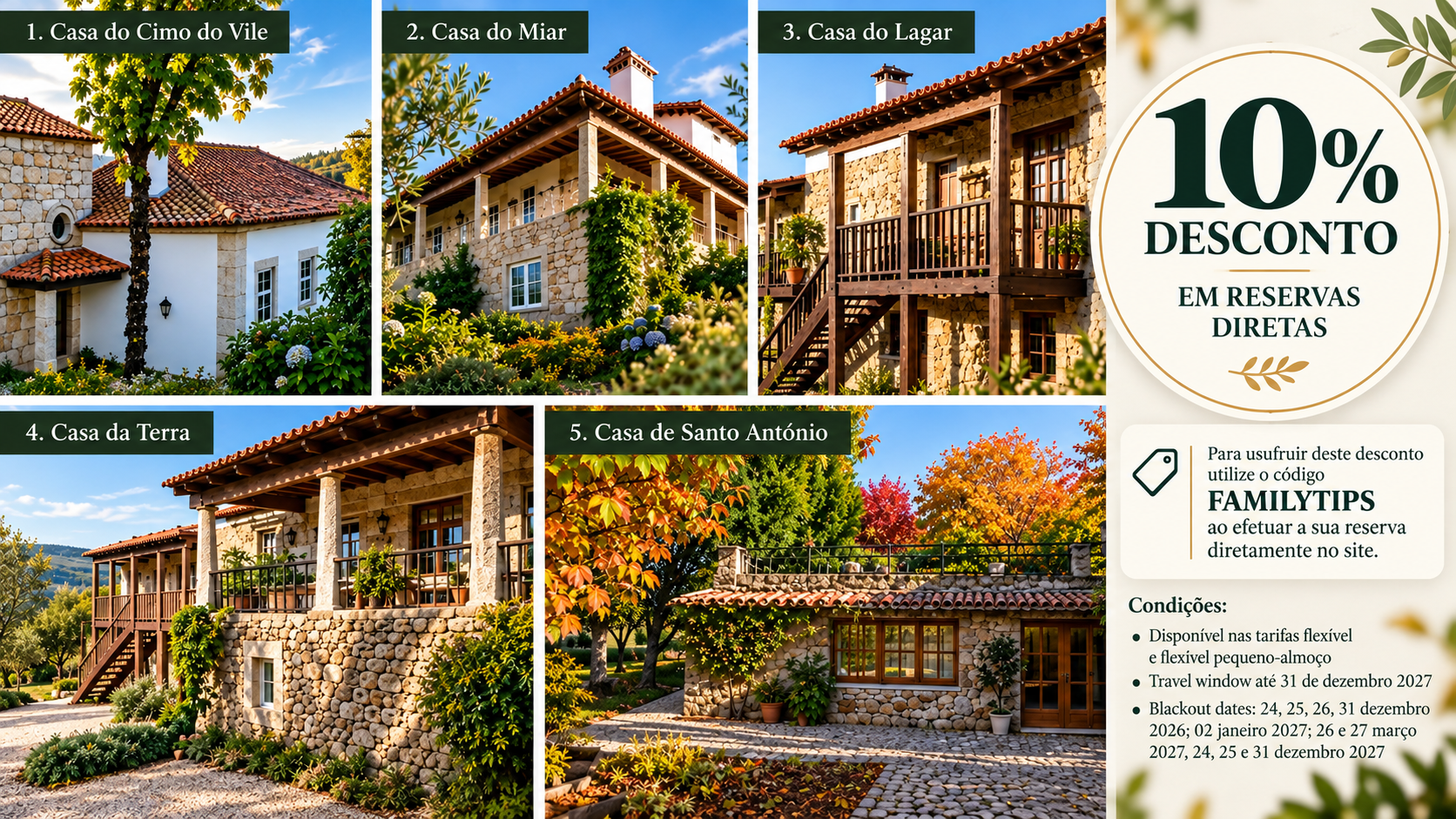 Casas da Memória → As Casas da Memória são um exclusivo projeto de turismo rural de charme situado em Mondim da Beira, concelho de Tarouca. Composto por cinco casas históricas — Casa do Cimo da Vila, Casa do Lagar, Casa da Cerca, Casa da Mina e Casa de Santo António —, integra uma propriedade com mais de cinco hectares no sopé da Serra de Santa Helena. Combinam património, natureza e conforto contemporâneo, ideal para descobrir a beleza e a tradição da região do Douro Sul.