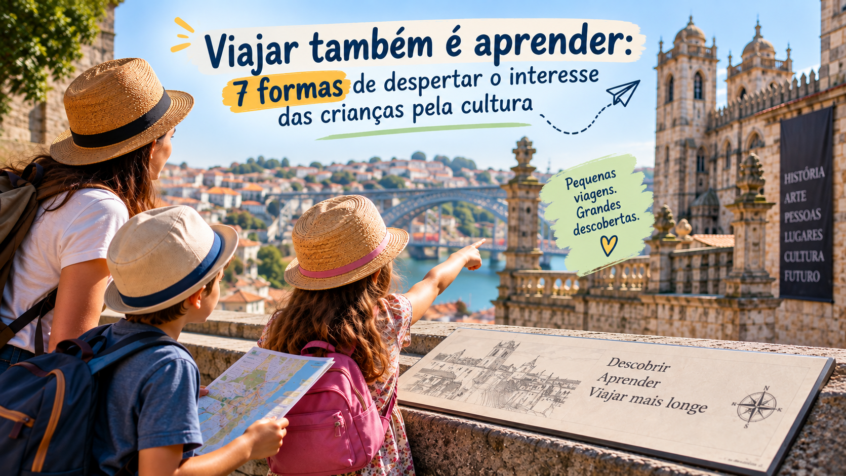 Uma viagem em família pode ser muito mais do que férias. Cada monumento, cada rua histórica, cada prato típico ou tradição local é uma oportunidade para despertar a curiosidade das crianças e ajudá-las a descobrir o mundo de uma forma divertida e inesquecível.