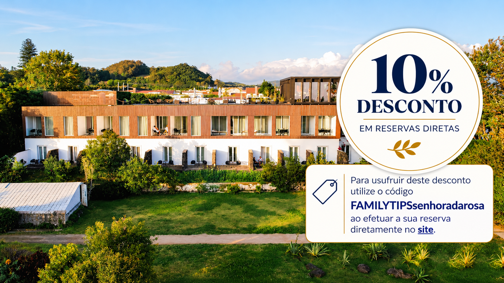 O Senhora da Rosa, Tradition & Nature Hotel é uma unidade de charme situada em Ponta Delgada, na ilha de São Miguel, integrada numa histórica quinta do século XVIII. Rodeado por jardins exuberantes e inspirado na cultura e natureza açorianas, combina elegância contemporânea, conforto e autenticidade. Com spa, piscina, experiências gastronómicas e uma forte ligação ao património local, proporciona uma estadia exclusiva onde tradição, bem-estar e natureza se unem no coração dos Açores.