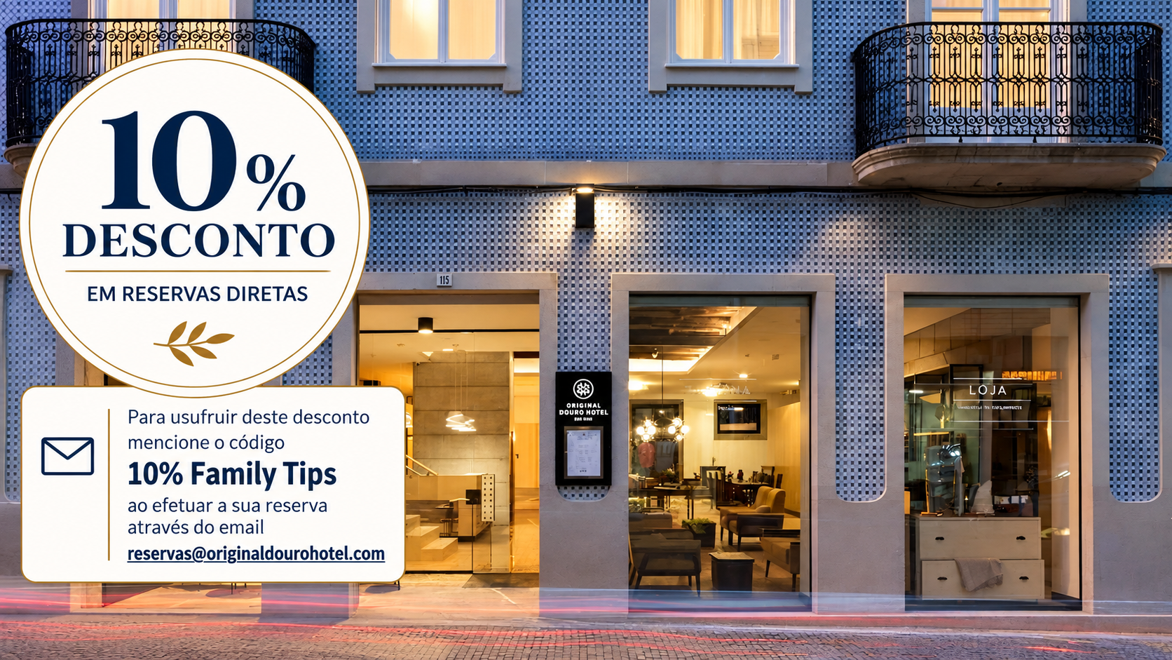 O Original Douro Hotel é uma unidade de charme situada no coração de Peso da Régua, instalada num edifício histórico que acolheu o primeiro hotel da região do Douro. Combinando património, design contemporâneo e hospitalidade genuína, oferece uma experiência autêntica a poucos passos do rio Douro e da estação ferroviária. É o ponto de partida ideal para descobrir as paisagens, os vinhos e a cultura da mais antiga região demarcada do mundo.
