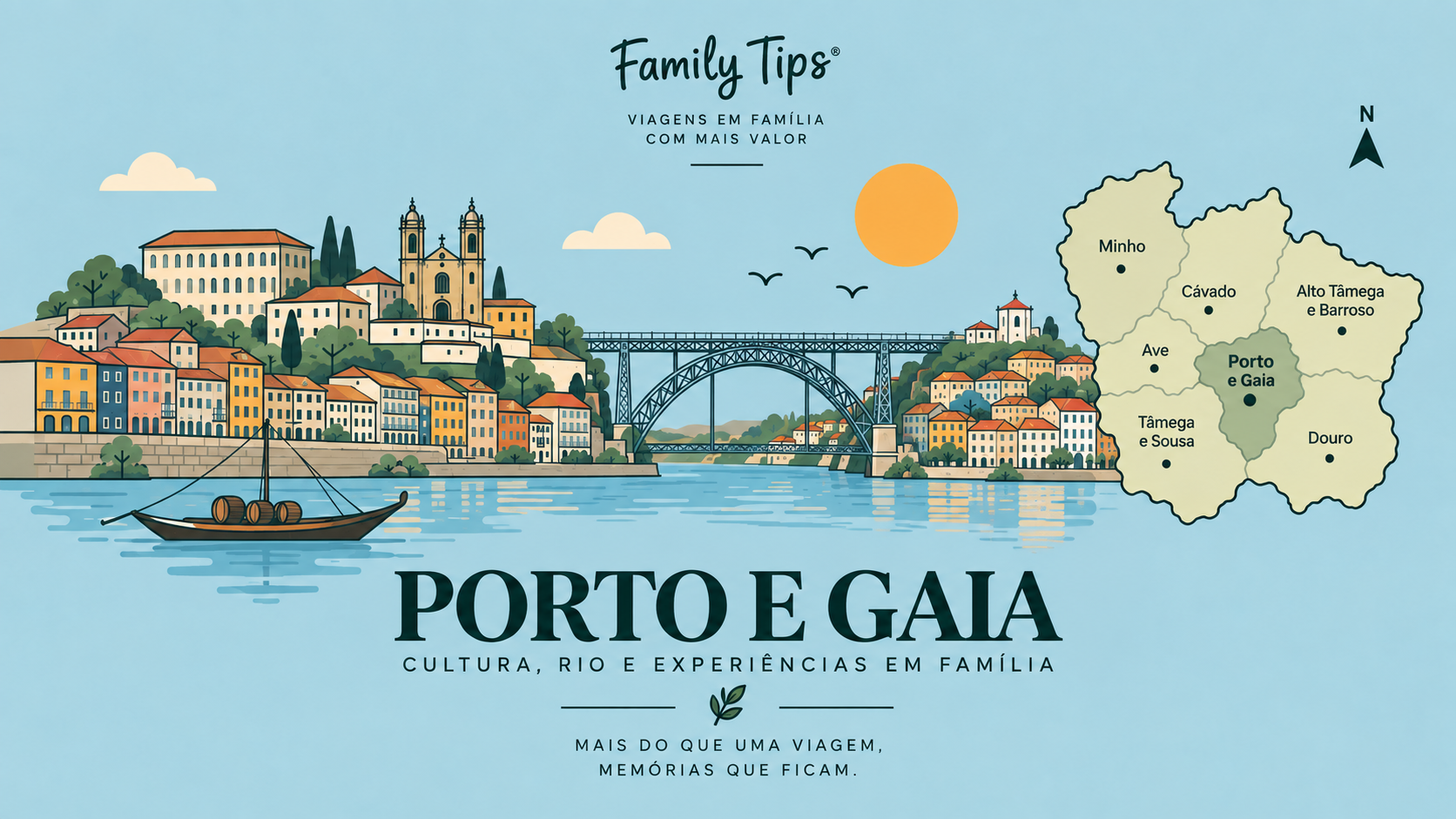 Entre o charme histórico do Porto e as vistas privilegiadas de Gaia sobre o Douro, esta região oferece o cenário ideal para uma escapadinha em família. Monumentos emblemáticos, passeios junto ao rio, gastronomia de excelência e experiências autênticas combinam-se para criar momentos inesquecíveis. Descubra uma seleção cuidada de hotéis, apartamentos turísticos e alojamentos de charme que se destacam pelo conforto, localização privilegiada e hospitalidade.
Porque viajar em família é criar memórias duradouras, encontre o alojamento ideal para explorar o centro histórico, passear junto ao Douro, descobrir as caves de vinho do Porto e viver toda a autenticidade de uma das cidades mais encantadoras de Portugal.