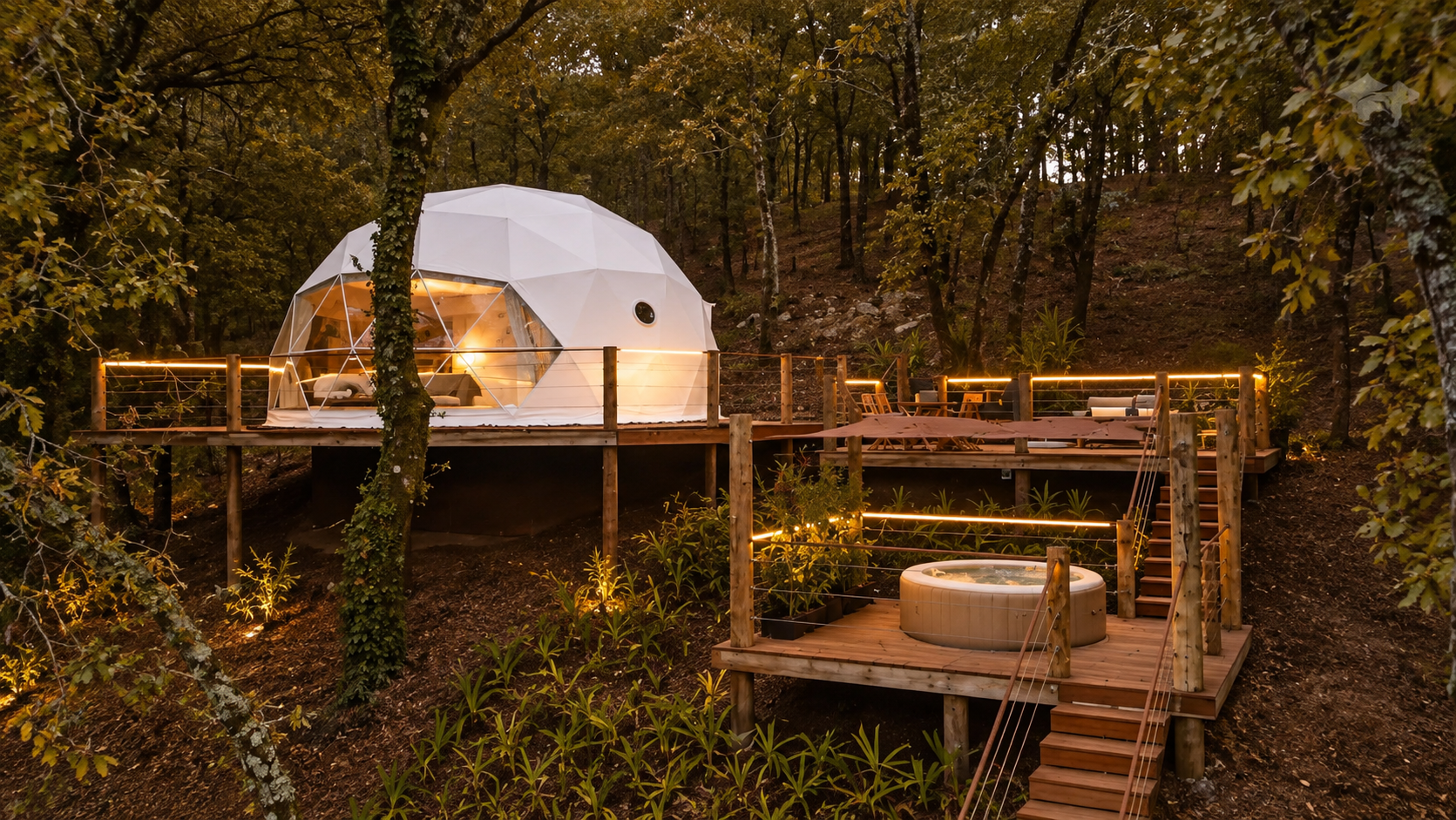 Umbra Domes é uma unidade de glamping que combina conforto, natureza e tranquilidade em cenários cuidadosamente integrados na paisagem. Com alojamentos exclusivos rodeados por floresta, vinhas e amplos espaços verdes, proporciona uma experiência autêntica de desconexão, onde o bem-estar, a simplicidade e o contacto com a natureza são os protagonistas.