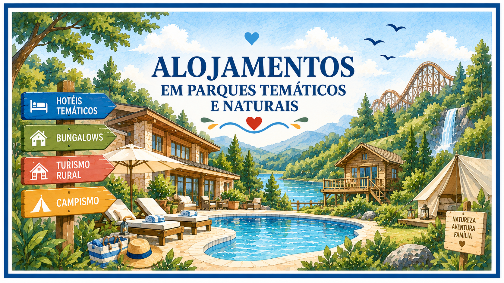 Dormir dentro de um parque ou a poucos passos das suas principais atrações é uma forma diferente de viver uma escapadinha. Seja para uma viagem em família, um fim de semana romântico ou uma aventura em contacto com a natureza, estes alojamentos permitem prolongar a experiência para além da visita ao parque. Desde glampings e bungalows a hotéis e casas de campo, descubra algumas das melhores combinações de alojamento e parque em Portugal.