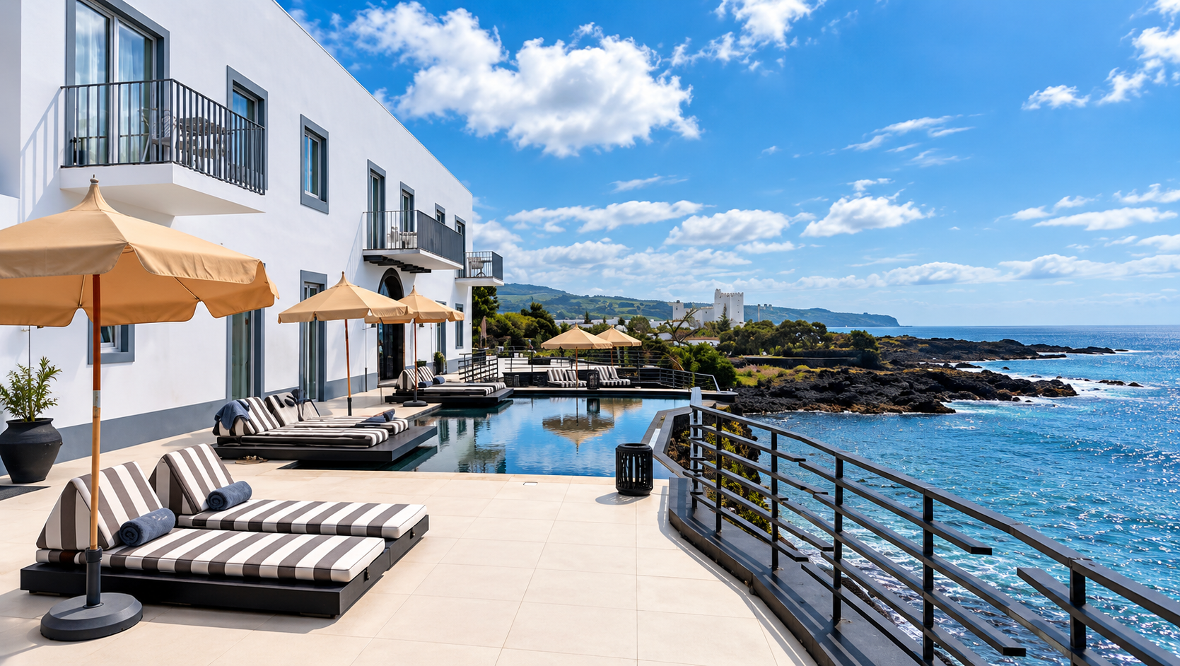 O White Exclusive Suites & Villas é um boutique hotel de luxo situado sobre uma falésia na costa sul da ilha de São Miguel, nos Açores. Exclusivo para maiores de 14 anos, combina design contemporâneo, privacidade e uma ligação privilegiada ao oceano, oferecendo suites e villas com vistas deslumbrantes sobre o Atlântico. Com uma forte aposta no bem-estar, na gastronomia de inspiração local e em experiências personalizadas, proporciona uma estadia sofisticada e tranquila em plena harmonia com a natureza açoriana.
