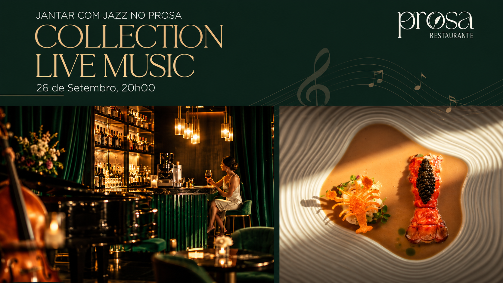 Jazz e alta gastronomia em Aveiro
Já no MS Collection Aveiro – Palacete de Valdemouro, o outono ganha ritmo com o evento Collection Live Music, que terá lugar no restaurante Prosa. A iniciativa combina música ao vivo e uma experiência gastronómica cuidadosamente preparada, criando uma atmosfera elegante e descontraída.
Ao som do jazz, os convidados poderão desfrutar de uma noite onde os sabores e a música se complementam, transformando cada momento numa experiência sensorial única. Uma proposta que reflete a identidade do hotel e a sua aposta em experiências culturais e gastronómicas de excelência.