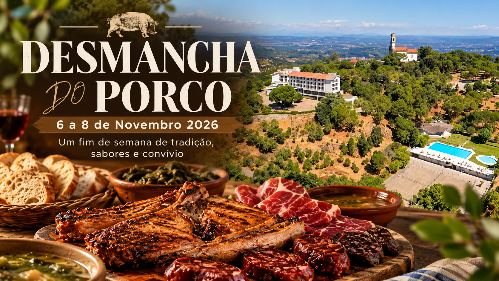 O Hotel Senhora do Castelo convida os seus hóspedes a viver um fim de semana dedicado a uma das tradições mais emblemáticas da região: a Festa da Desmancha.

Num ambiente acolhedor e familiar, esta experiência combina os sabores autênticos da gastronomia regional com momentos de convívio, animação e hospitalidade, proporcionando uma estadia verdadeiramente memorável.

O programa inclui:
✔️ 1 ou 2 noites de alojamento
✔️ Pequeno-almoço
✔️ Jantar Buffet da Desmancha
✔️ Animação
✔️ Almoço típico regional

Os participantes poderão escolher o programa que melhor se adapta às suas preferências e celebrar esta tradição tão característica da cultura local.