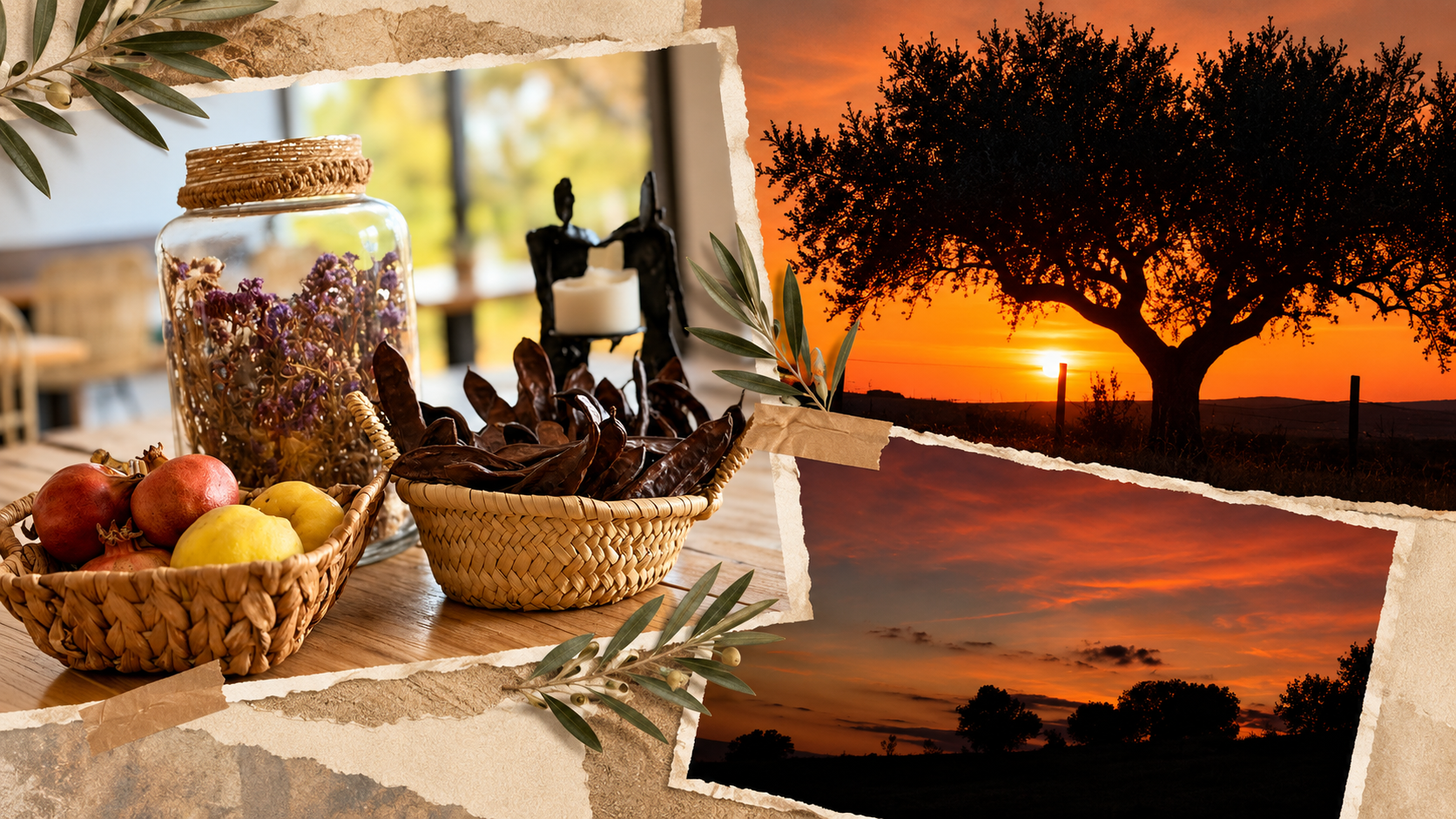 Há algo de especial no Outono no Alentejo. Enquanto a natureza abranda o ritmo, a terra continua generosa, oferecendo os seus frutos mais autênticos e convidando-nos a desfrutar dos pequenos prazeres da estação.
No Montimerso, esta é a época em que o montado se enche de cor, aromas e sabores que despertam memórias. As romãs chegam carregadas de vida, os marmelos perfumam o ar e anunciam o regresso das receitas tradicionais, enquanto a azeitona inicia a sua viagem até ao lagar para dar origem ao azeite que acompanha o pão acabado de cozer. Pelo caminho surgem ainda a bolota, a alfarroba e o medronho, símbolos da identidade e da riqueza desta paisagem alentejana.
Depois de uma caminhada pelos campos, o verdadeiro convite espera dentro de portas. A lareira acesa, um copo de vinho, uma seleção de queijos regionais de cabra e ovelha, marmelada caseira e pão de alfarroba acabado de fazer compõem o cenário perfeito para desacelerar e apreciar o momento.
Mais do que uma estação, o Outono é uma experiência que se vive devagar. É tempo de reencontro, de contemplação e de pausas com significado.