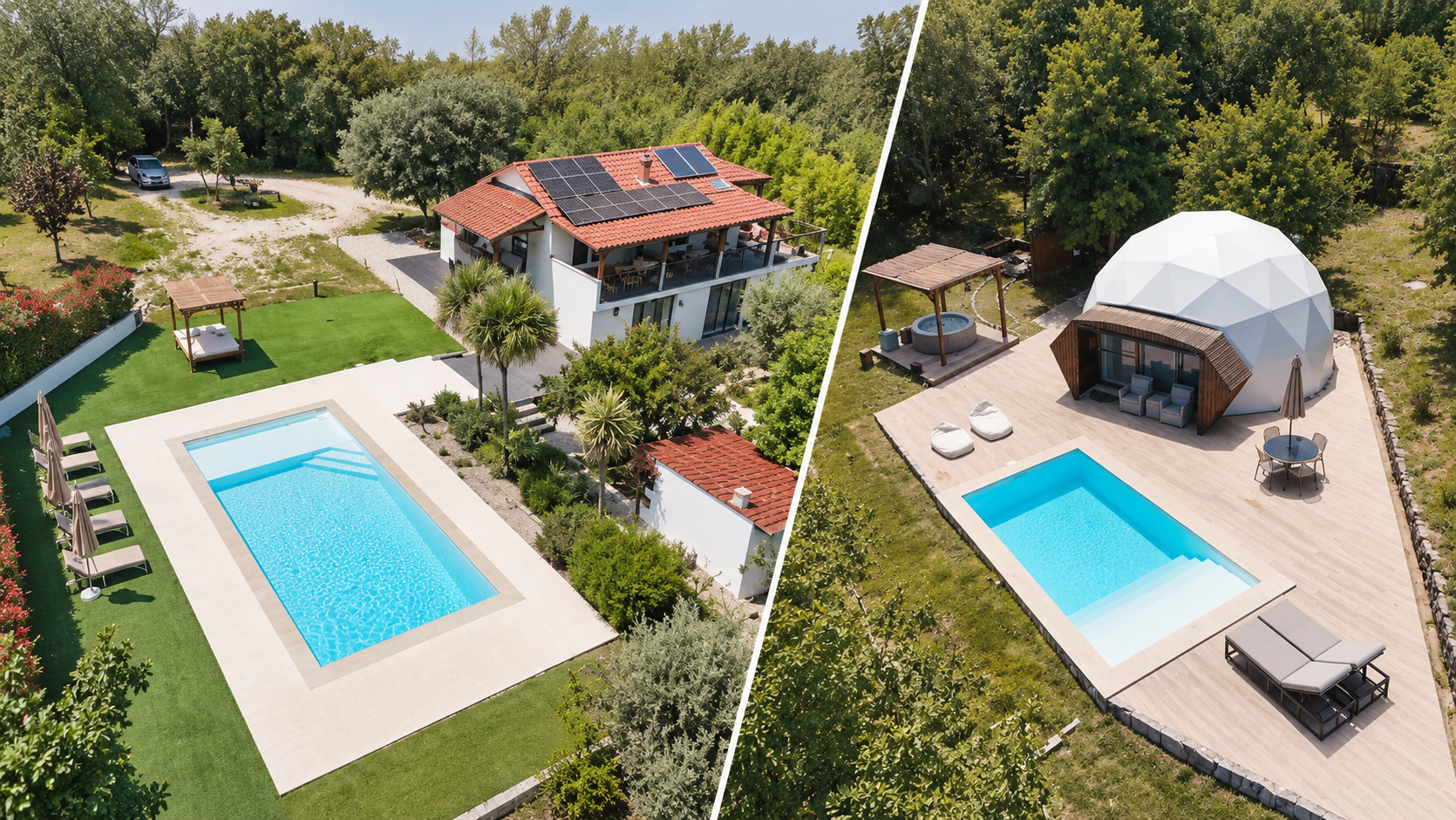 O Pura Home e o Pura Glamping estão localizados em Oliveira do Hospital, entre a Serra da Estrela e a Serra do Caramulo, numa propriedade rural com sete hectares de natureza. Com uma casa de campo exclusiva e um dome geodésico privado, ambos com piscina e jacuzzi privativos, oferecem uma experiência de tranquilidade, conforto e contacto autêntico com a natureza no coração de Portugal.