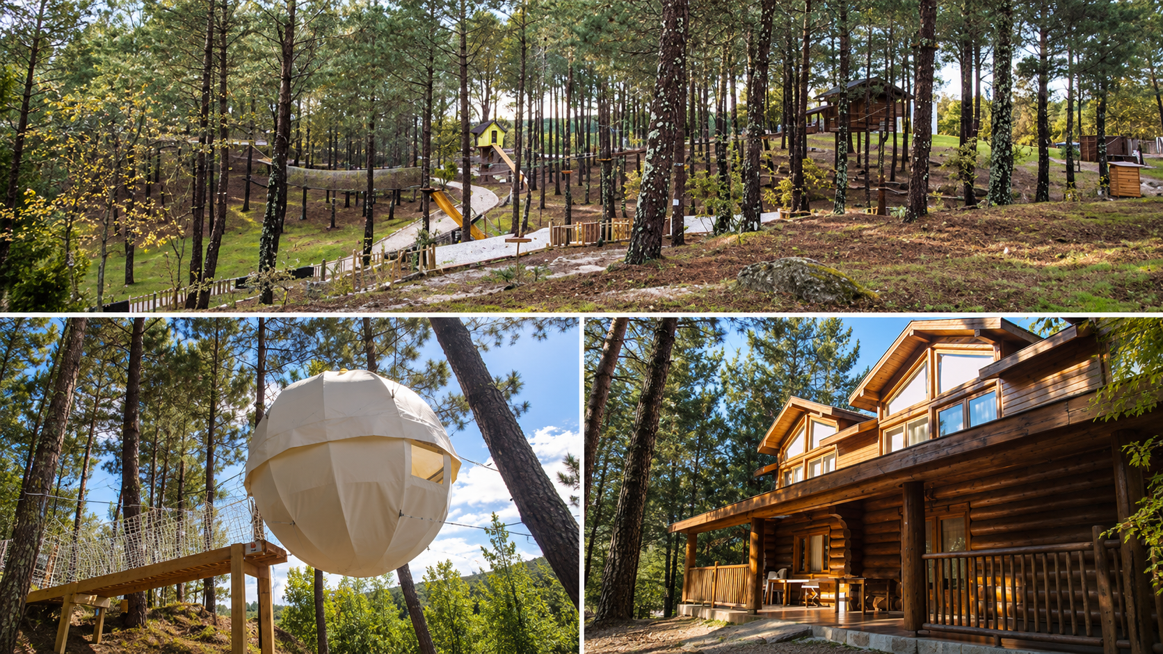 O parque DiverLanhoso, na Póvoa de Lanhoso, é um parque aventura que oferece diferentes soluções para pernoitar, desde tendas de glamping e dormitórios a bungalows, casas e abrigo de montanha, adaptando-se a famílias, grupos de amigos e amantes de atividades ao ar livre.