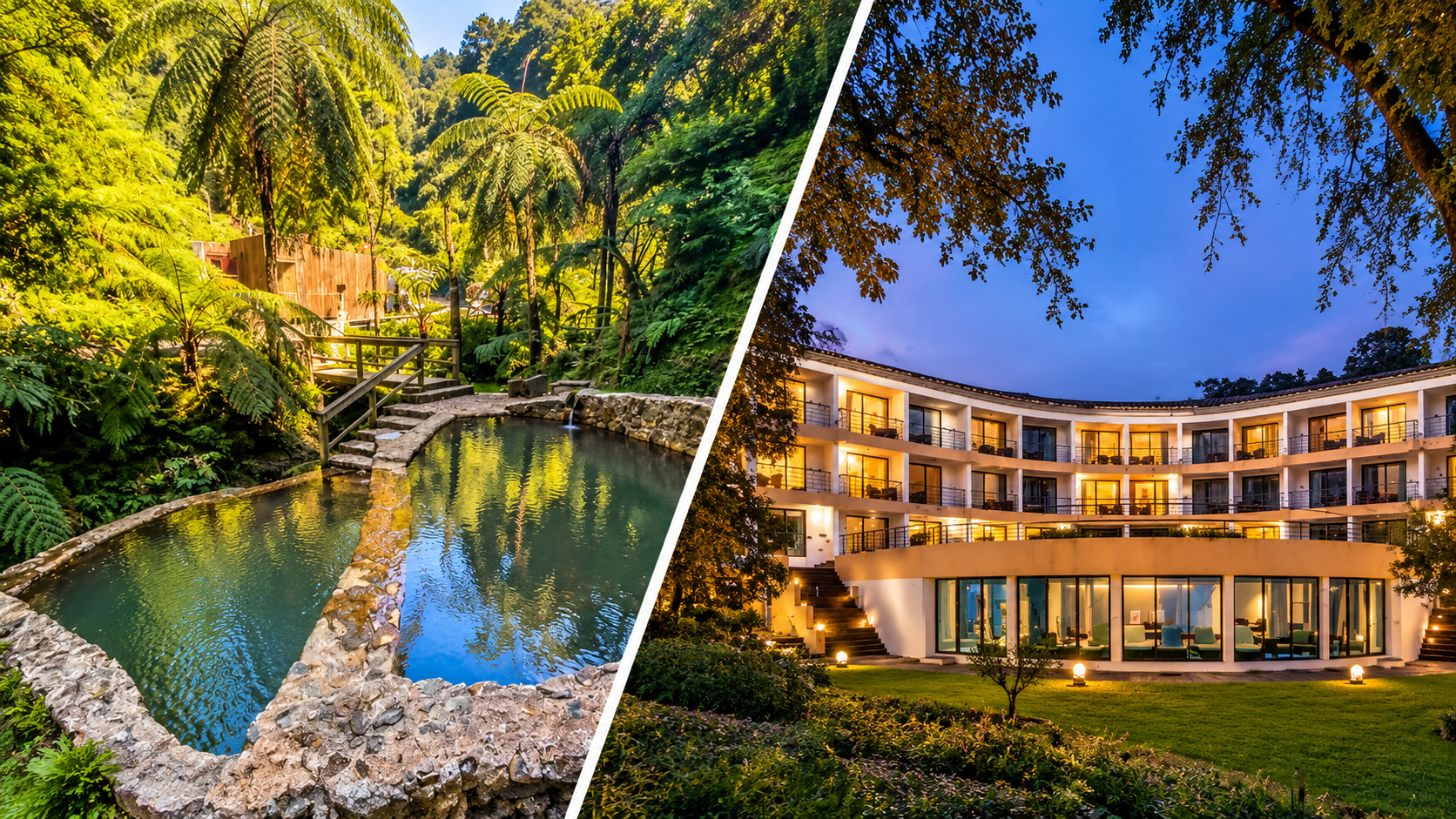 No coração das Furnas, na ilha de São Miguel, o Terra Nostra Garden Hotel é o alojamento ideal para descobrir um dos jardins botânicos mais emblemáticos dos Açores: o Parque Terra Nostra. Rodeado por uma vegetação exuberante, lagos e caminhos românticos, este refúgio convida a abrandar o ritmo e a mergulhar na beleza natural da ilha.