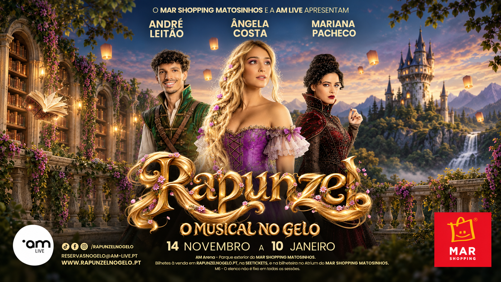 O MAR Shopping Matosinhos prepara-se para receber uma das grandes apostas de entretenimento da época natalícia de 2026. "Rapunzel – O Musical no Gelo" estará em cena entre 14 de novembro 2026 e 10 de janeiro 2027, numa produção exclusiva da AM Live que promete juntar música, teatro, dança, patinagem e fantasia numa experiência dirigida a toda a família.