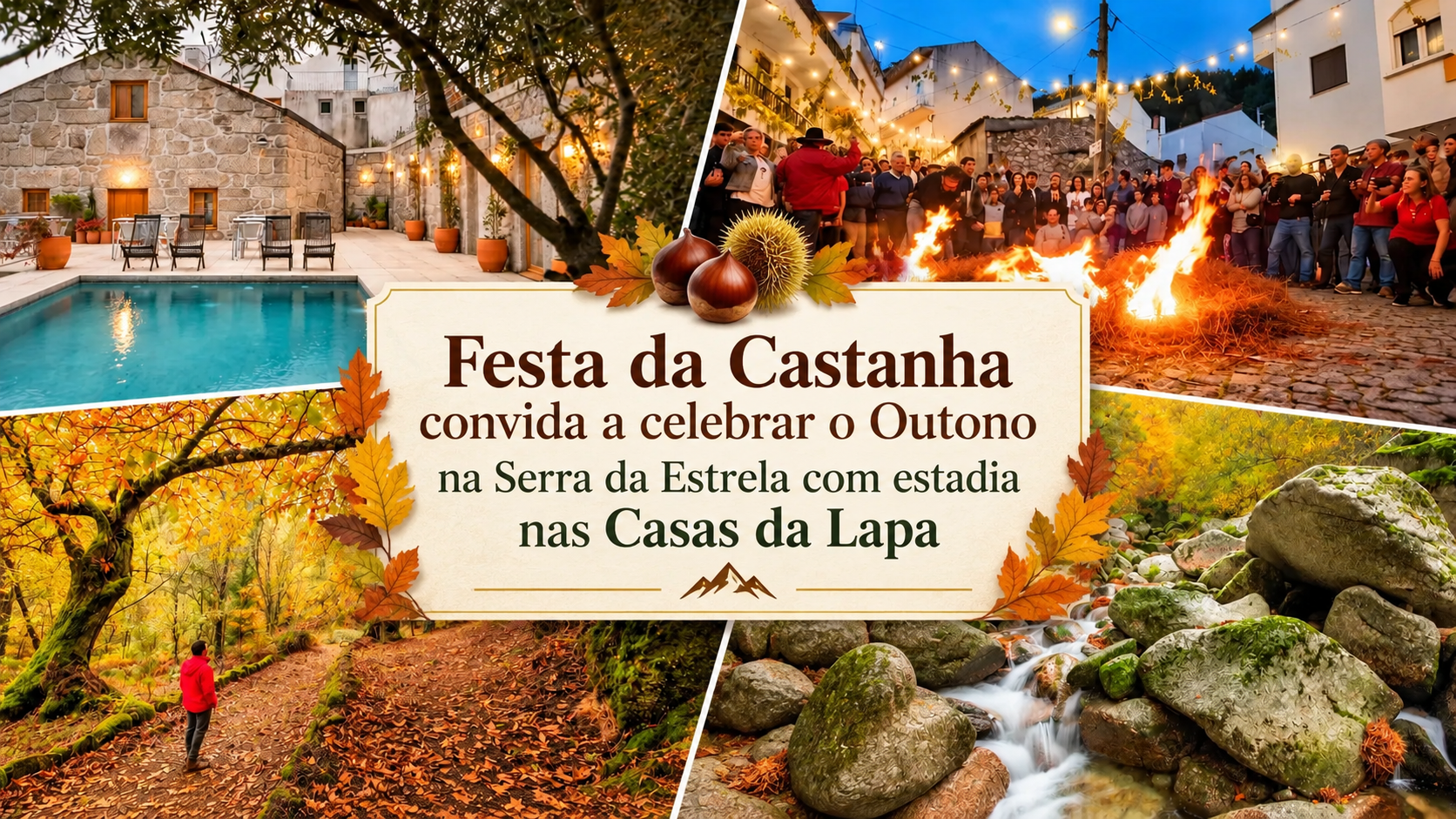 A aldeia de Lapa dos Dinheiros recebe, a 31 de outubro, uma celebração dedicada às tradições, aos sabores da região e à castanha. As Casas da Lapa, hotel de cinco estrelas integrado na natureza, são o convite ideal para completar o fim de semana com momentos de descanso e bem-estar.