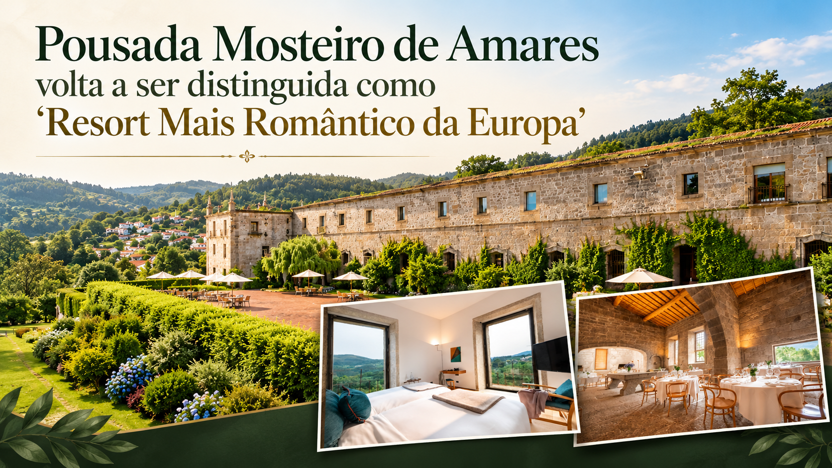 A Pousada Mosteiro de Amares voltou a conquistar o prémio de "Resort Mais Romântico da Europa", atribuído pelos World Travel Awards, uma das distinções internacionais de referência no setor do turismo, frequentemente apelidadas de "Óscares do Turismo".