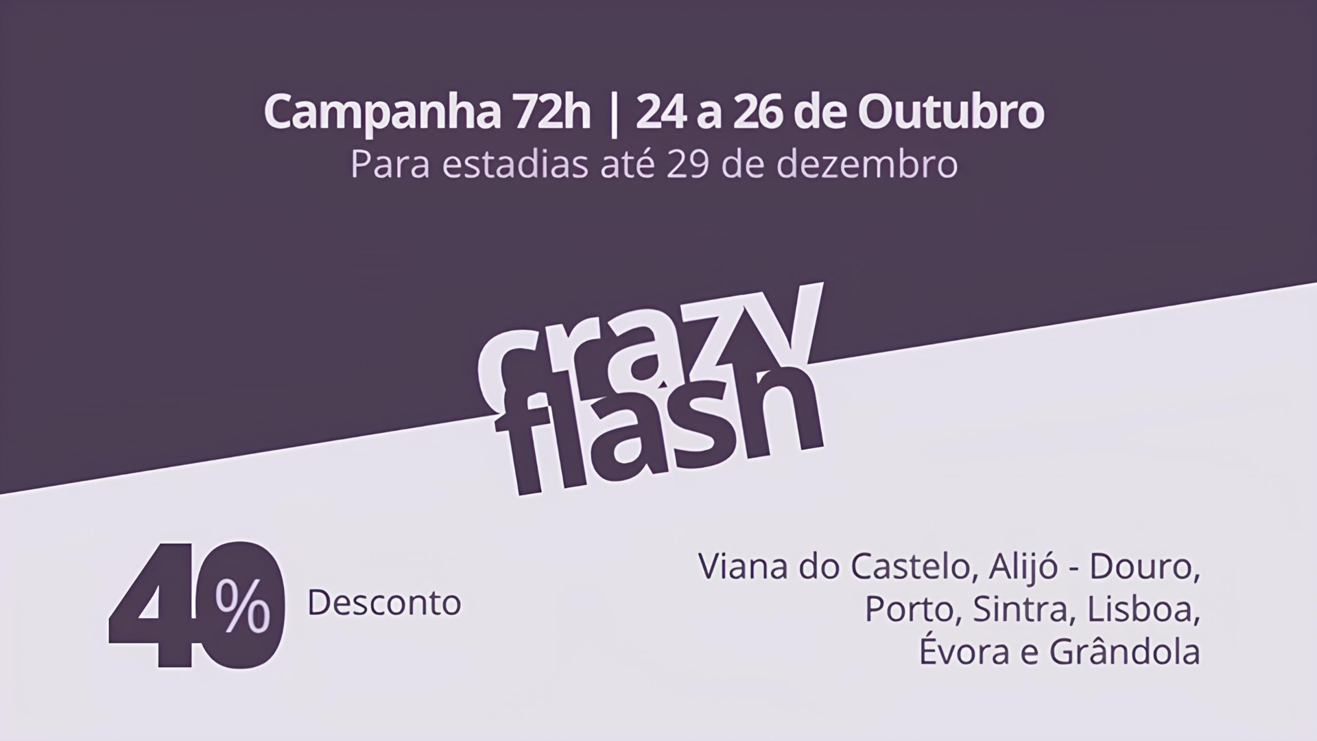 As noites chegam mais cedo, o ar fica mais fresco e o fim do ano começa a pedir pausas. De Viana do Castelo a Grândola, sete destinos Unlock recebem estadias de Outono e de dezembro, para decidir agora e partir quando lhe convier.
40% desconto em reservas efetuadas até ao final do dia 26 de outubro, para estadias até 29 de dezembro.