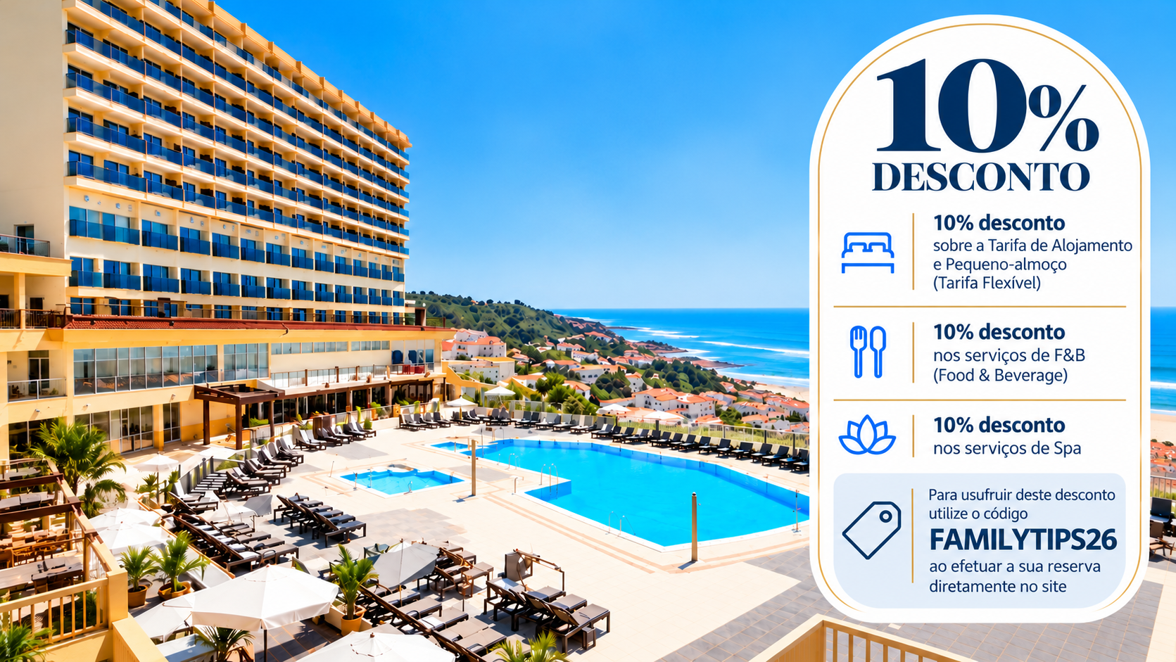 Para tornar esta experiência ainda mais especial, aproveite a parceria entre o Hotel Golf Mar e o Family Tips e beneficie de 10% desconto em reservas diretas.