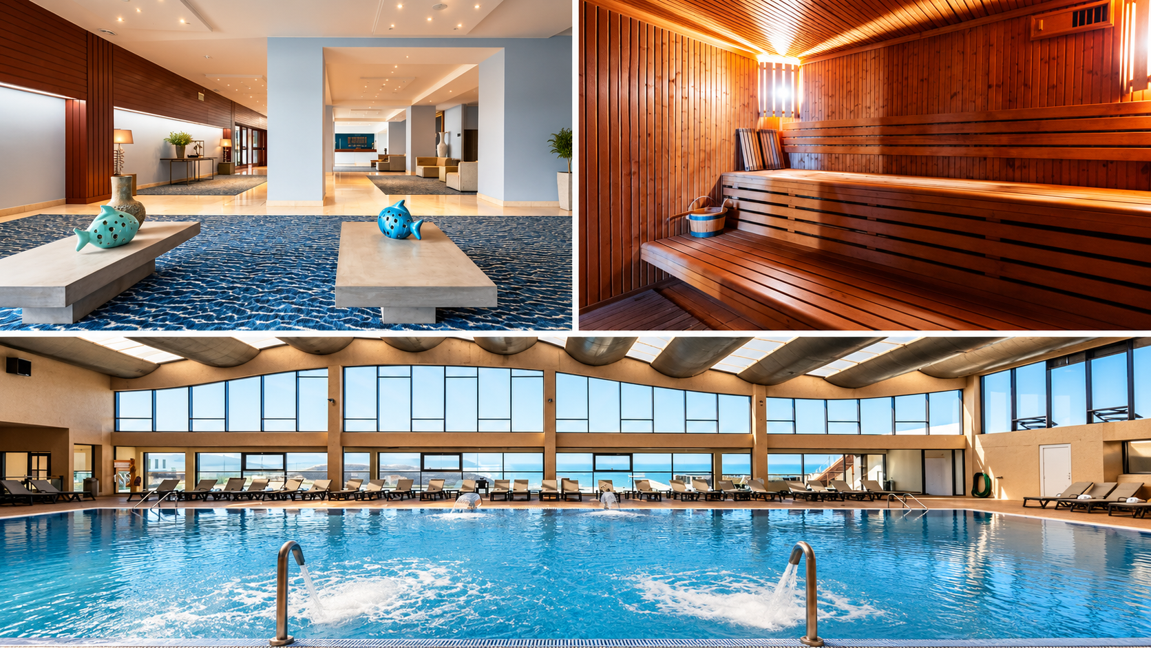 Depois dos sustos, é tempo de relaxar
Porque nem só de emoções fortes se faz uma escapadinha, o programa inclui também acesso ao circuito de spa do hotel. A piscina interior aquecida, o ginásio, a sauna e o banho turco são os aliados perfeitos para recuperar energias e desfrutar de momentos de tranquilidade.
Na manhã de sábado, há ainda uma aula de hidroginástica, ideal para começar o dia com boa disposição e deixar para trás os últimos arrepios da noite anterior.